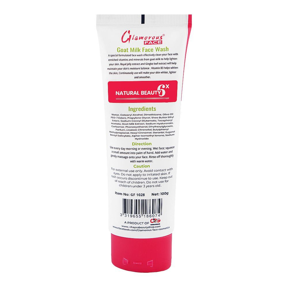 Glamourous Face Natural Beauty 6x Goat Milk Face Wash, For Dry Skin, 100g, GF-1028 - Image 2