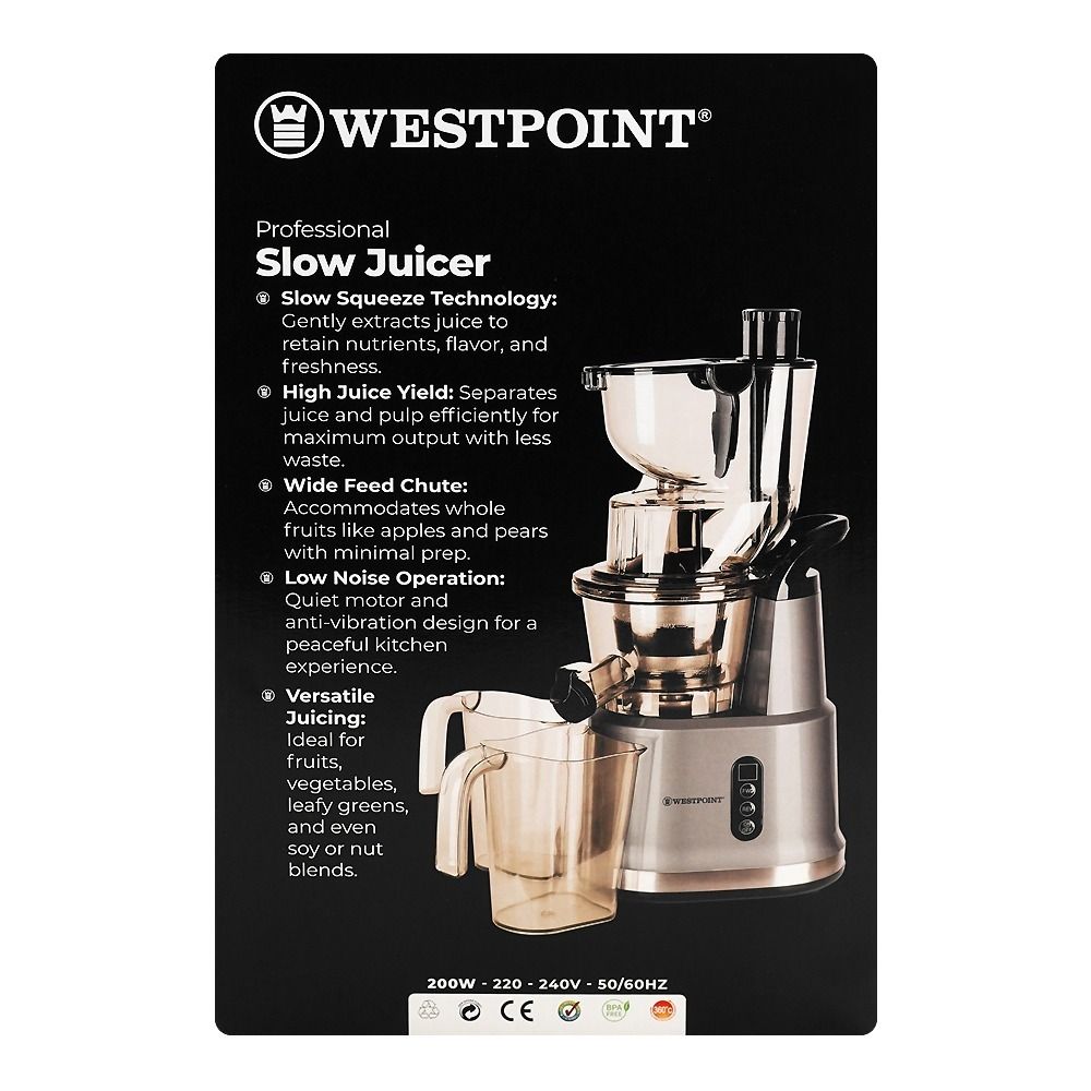 West Point Professional Slow Juicer, 200W, 220-240V, WF-5165 - Image 2