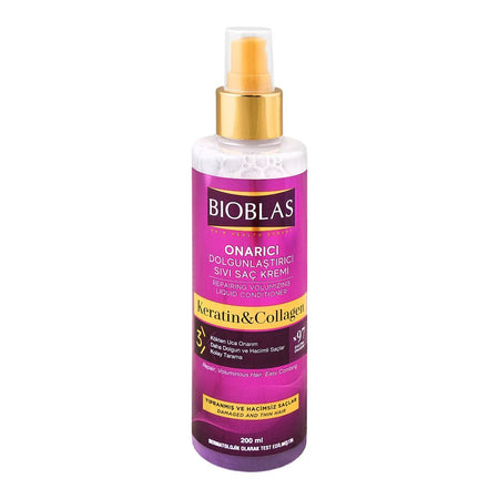 Bioblas Keratin & Collagen Repairing Volumizing Liquid Conditioner, For Damaged & Thin Hair, 200ml - Main Image