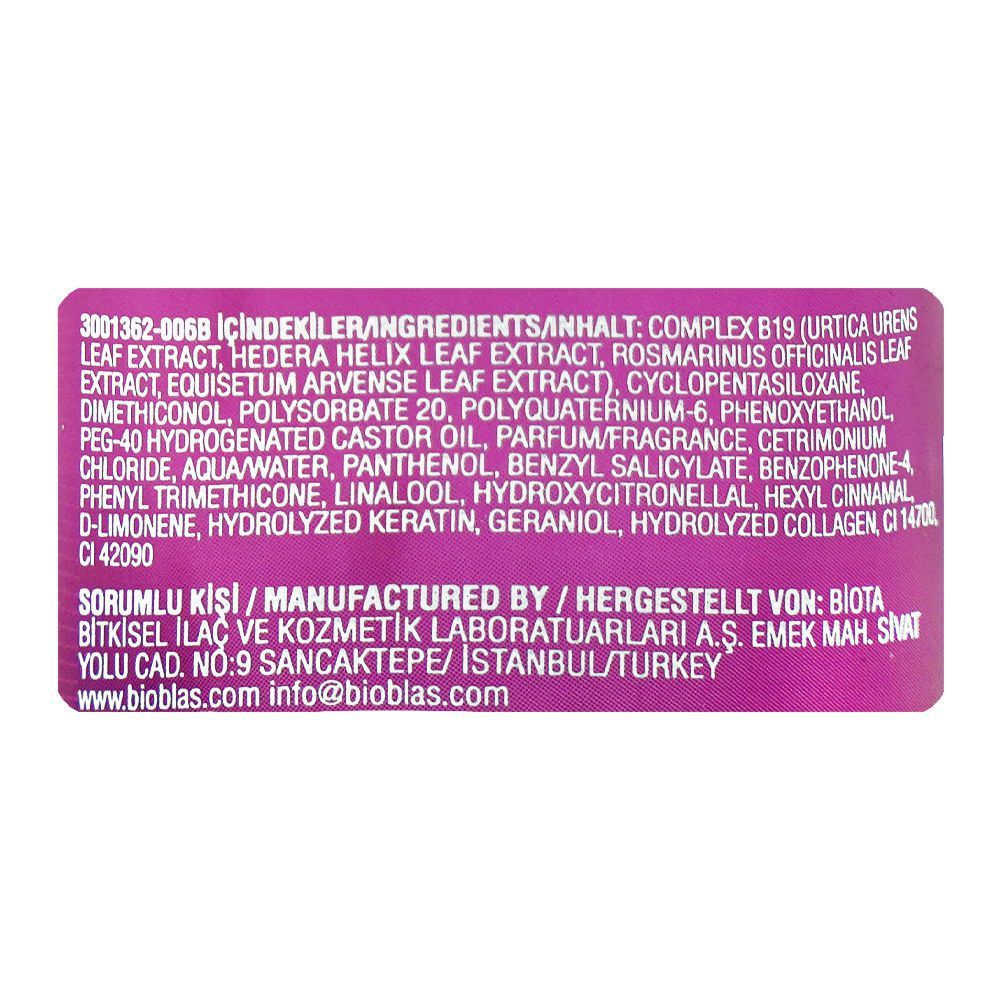 Bioblas Keratin & Collagen Repairing Volumizing Liquid Conditioner, For Damaged & Thin Hair, 200ml - Image 3