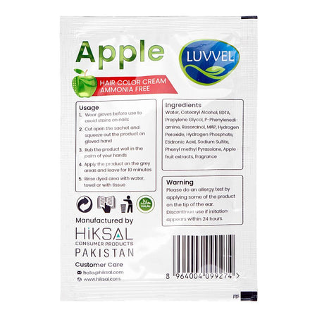 Luvvel Apple 4-In-1 Ammonia Free Hair Color Cream, Dark Brown, 30ml - Image 2