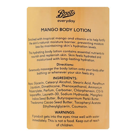 Boots Everyday Mango Body Lotion, Vegan, For Dry Skin, 400ml - Image 3