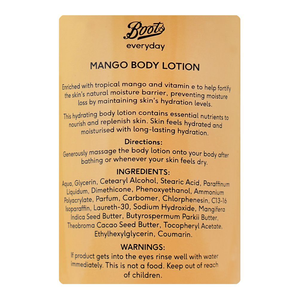 Boots Everyday Mango Body Lotion, Vegan, For Dry Skin, 400ml - Image 3