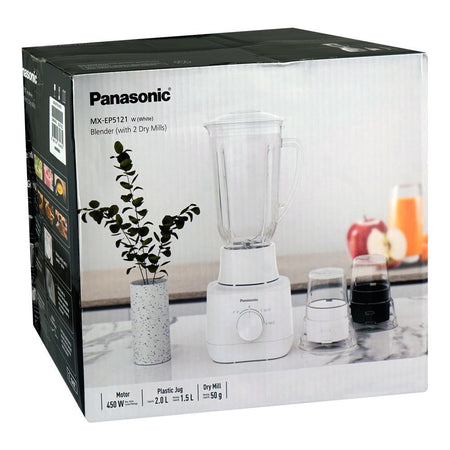 Panasonic Blender With 2 Dry Mills, 450W, 2 Liters, White, MX-EP5121 - Image 2