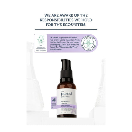 The Purest Solution 0.3% Retinol + Ceramide Youth Radiant Anti-Aging Renewal Retinol Serum, Vegan, For All Types Of Skin, 30ml - Main Image
