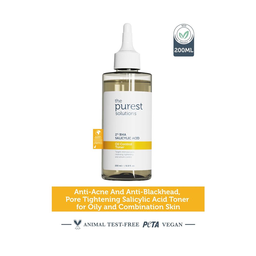 The Purest Solutions Oil Control Toner, 2% BHA Salicylic Acid, Vegan, For Oily Skin, 200ml - Main Image