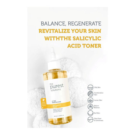 The Purest Solutions Oil Control Toner, 2% BHA Salicylic Acid, Vegan, For Oily Skin, 200ml - Image 2