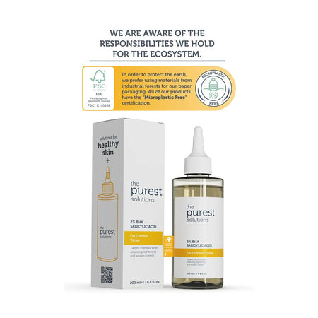 The Purest Solutions Oil Control Toner, 2% BHA Salicylic Acid, Vegan, For Oily Skin, 200ml - Image 5