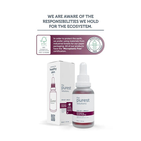 The Purest Solutions Exfoliating Facial Peeling Serum, AHA 10% + BHA 2%, Vegan, For All Types Of Skin, 30ml - Image 5