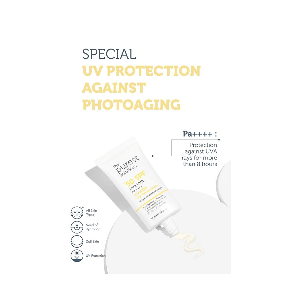 The Purest Solutions High Protection & Moisturizing Effect Sun Protection Cream, Invisible UV Protection, SPF 50+ UVA, PA++++ Vegan, For All Types Of Skin, 50ml - Image 2