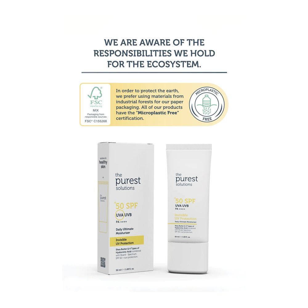 The Purest Solutions High Protection & Moisturizing Effect Sun Protection Cream, Invisible UV Protection, SPF 50+ UVA, PA++++ Vegan, For All Types Of Skin, 50ml - Image 5