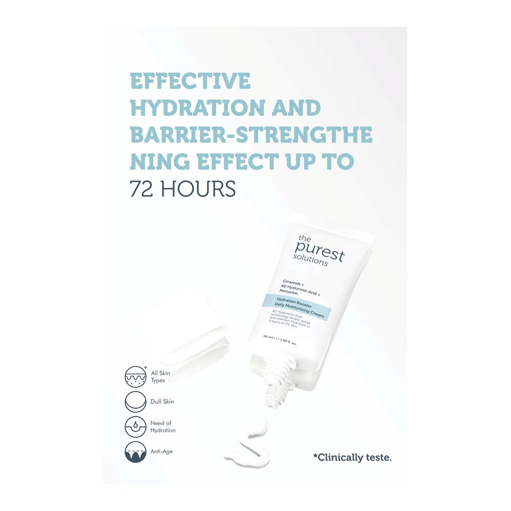 The Purest Solutions Hydration Booster Daily Moisturizing Cream, Ceramide + 4D Hyaluronic Acid + Pentavitin, Vegan, For All Types Of Skin, 50ml - Image 2