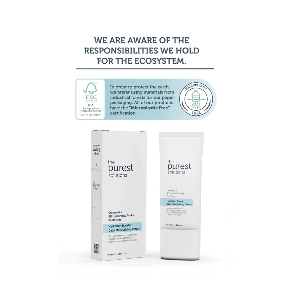 The Purest Solutions Hydration Booster Daily Moisturizing Cream, Ceramide + 4D Hyaluronic Acid + Pentavitin, Vegan, For All Types Of Skin, 50ml - Image 5