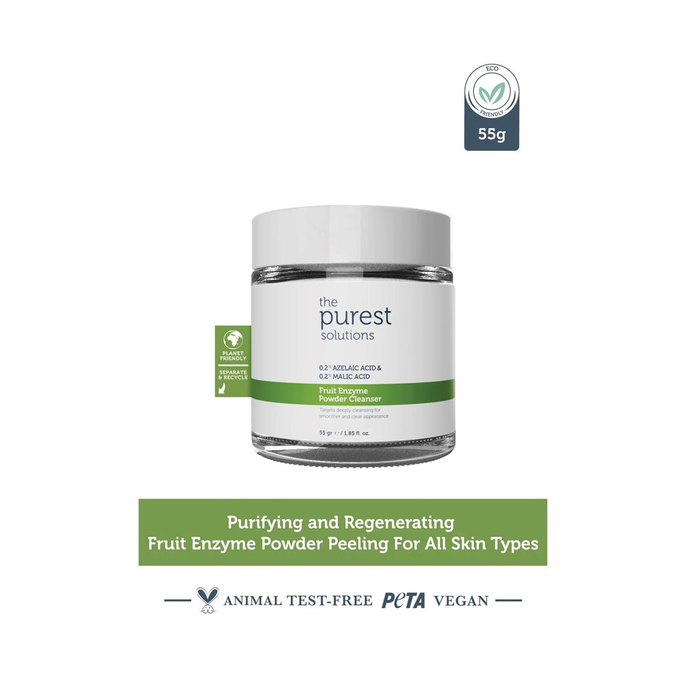 The Purest Solutions Fruit Enzyme Powder Cleanser, 0.2% Azelaic Acid & 0.2% Malic Acid, Vegan, For All Types Of Skin, 55g - Main Image
