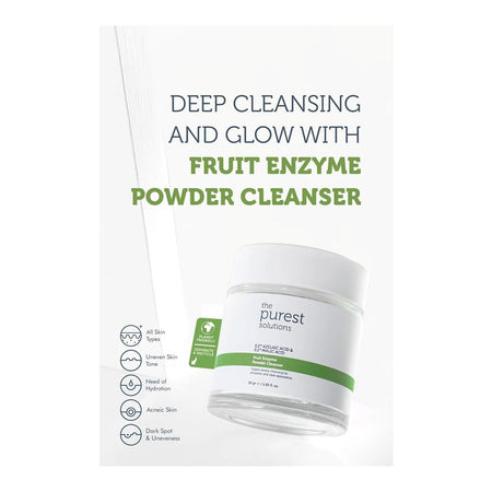 The Purest Solutions Fruit Enzyme Powder Cleanser, 0.2% Azelaic Acid & 0.2% Malic Acid, Vegan, For All Types Of Skin, 55g - Image 2