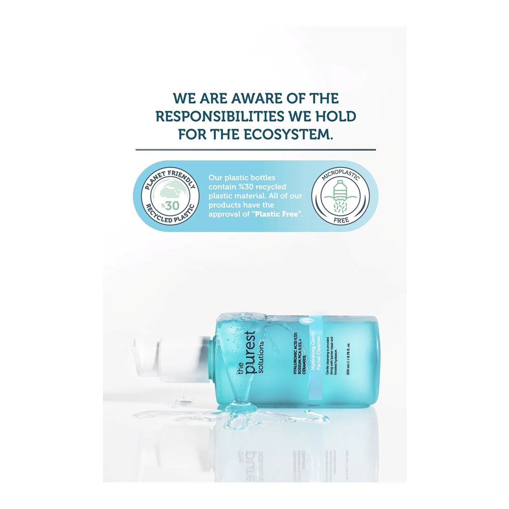 The Purest Solutions Hydrating Facial Cleanser, Hyaluronic Acid 0.5% & Sodium PCA 0.5% + Ceramide, Vegan, For All Types Of Skin, 200ml - Image 5