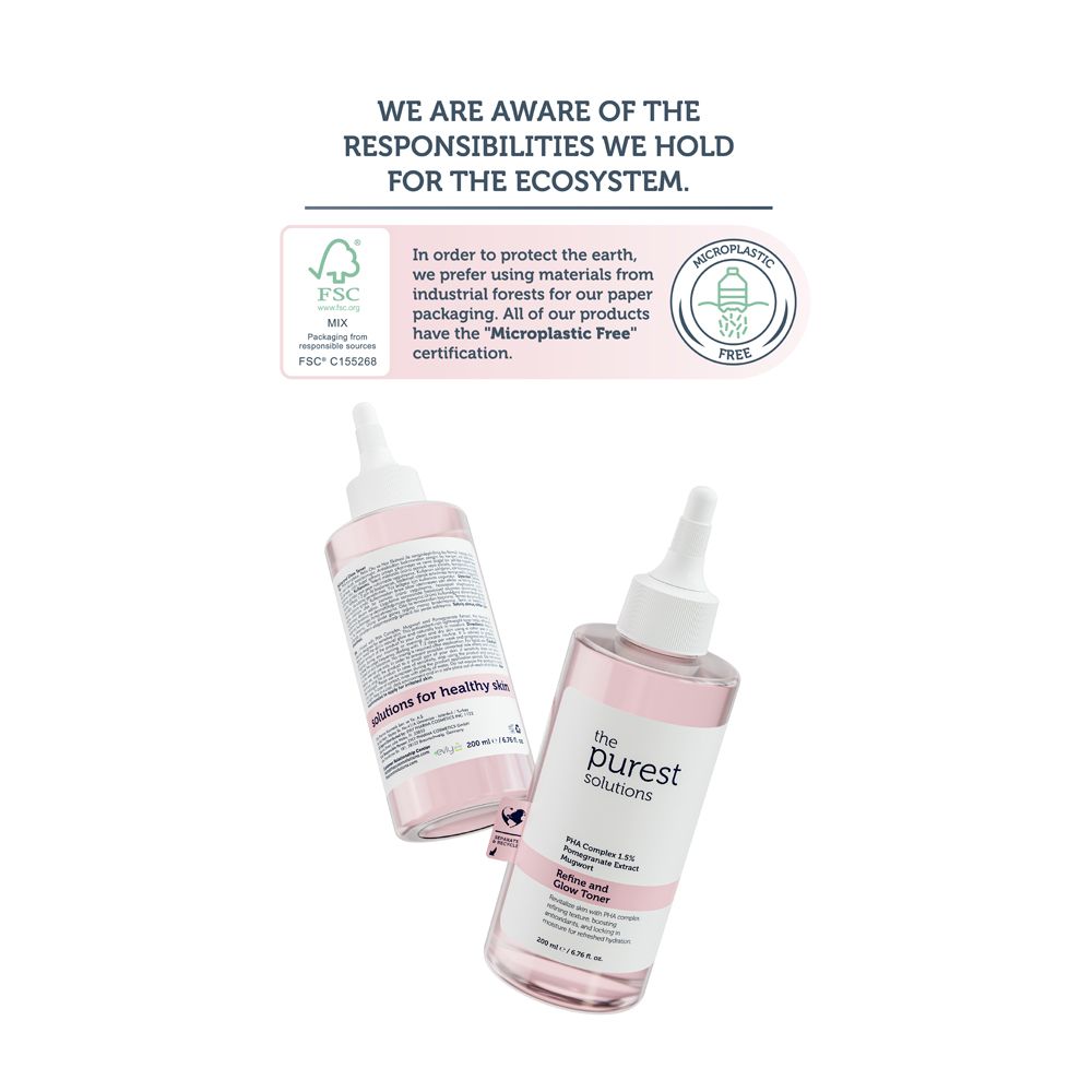 The Purest Solution PHA Complex 1.5% Pomegranate Extract Mugwort Refine & Glow Toner, Vegan, For Sensitive Skin, 200ml - Main Image