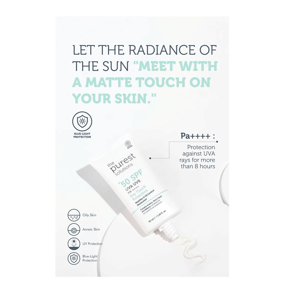 The Purest Solutions Mattifying Sun Protection Cream, Dry-Touch Protection, SPF50+ UVA & UVB, PA++++ For Oily Skin, 50ml - Image 2