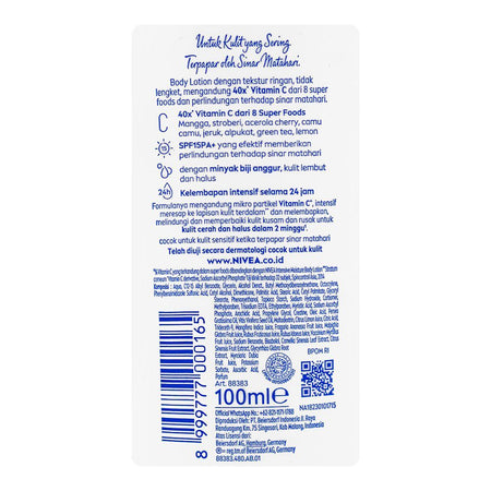 Nivea Extra Bright Repair & Protect 8 Super Food Body Lotion, SPF15 PA+ 100ml - Image 3