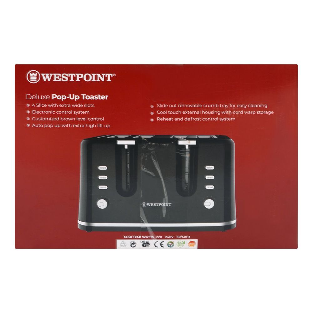 West Point Deluxe Pop-Up Toaster, 1200-1400W, 220-240V, WF-2563 - Image 3