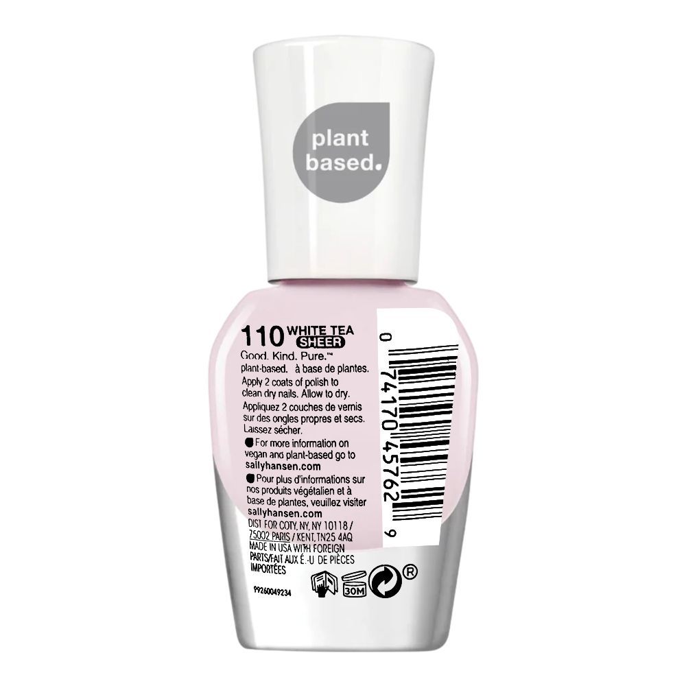 Sally Hansen Good. Kind. Pure Vegan Nail Polish, 110 White Tea Sheer, 10ml - Image 2