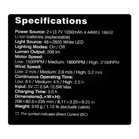 Camelion Rechargeable Light & Mini Fan, 3.7V, 1200mAh, 2100RPM, 8H Run Time, REF-005 - Image 7
