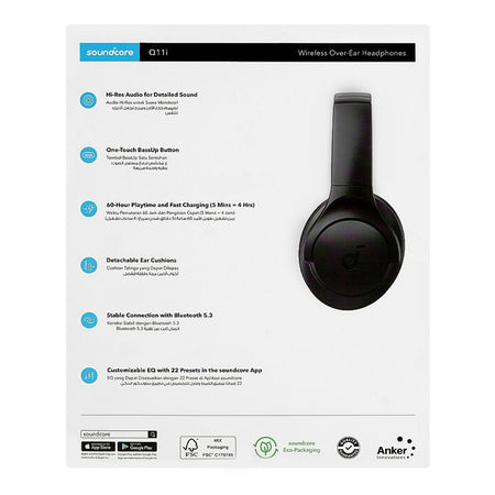 Anker Soundcore Q11i Wireless Over-Ear Headphone, 800mAh Battery, 60H Play Time, Black, A3005HA1 - Image 3