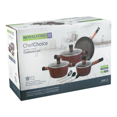 Royalford Chef Choice Granite Coated Cookware Set, RF12491, 10-Pack - Image 2