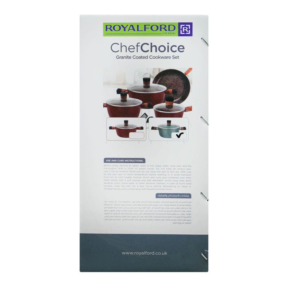 Royalford Chef Choice Granite Coated Cookware Set, RF12491, 10-Pack - Image 3
