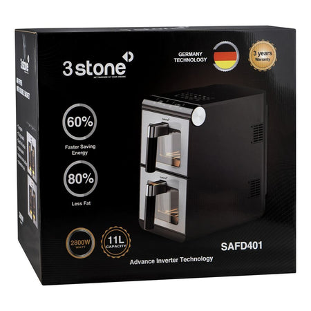 3stone Air Fryer With Double Basket, 2800W, 11 Liters, SAFD401 - Image 3