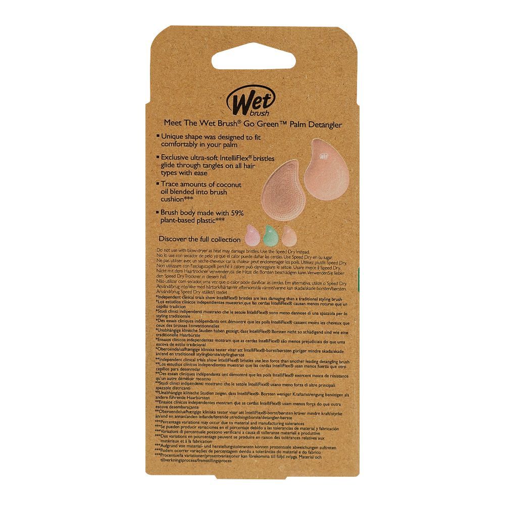 Wet Brush Go Green Palm Detangler Hair Brush Orange Coconut Oil, For All Types Of Hair, BIO830PDOR - Image 5