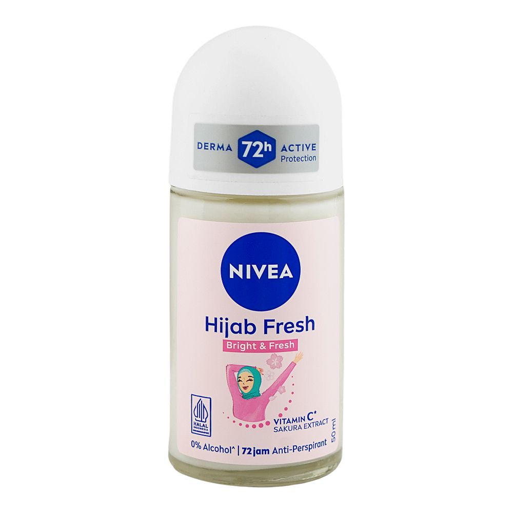 Nivea Hijab Fresh Bright & Fresh Vitamin C Sakura Extract Roll On, For Women, Alcohol Free, Anti-Perspirant, 50ml - Main Image