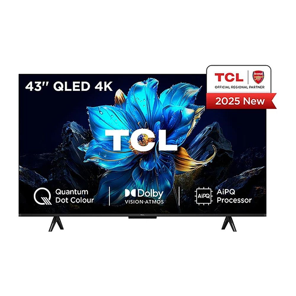 TCL 43 Inches QLED Google Smart TV With AiPQ Processor, HDR10+ HVA Panel, 3840 x 2160 Pixels, 60Hz Refresh Rate, 43T6C - Main Image