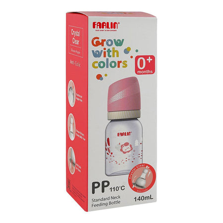 Farlin Grow With Colors PP Standard Neck Feeding Bottle, For 0 Months+ BPA Free, 140ml, Pink, AB-41022-P - Image 3
