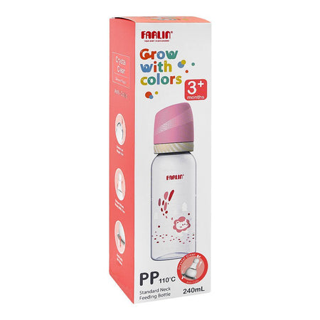 Farlin Grow With Colors PP Standard Neck Feeding Bottle, For 3 Months+ BPA Free, 240ml, Pink, AB-41023-P - Image 4