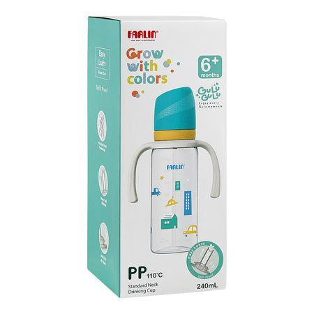Farlin Grow With Colors PP Standard Neck Drinking Cup, For 6 Months+ BPA Free, 240ml, Blue, AB-14101-B - Image 4