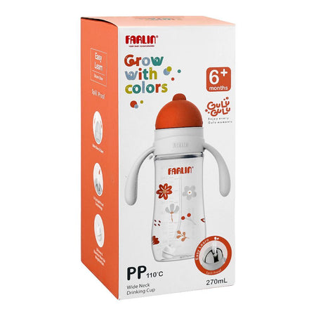Farlin Grow With Colors PP Wide Neck Drinking Cup, For 6 Months+ BPA Free, 270ml, Orange, AB-14202-E - Image 4
