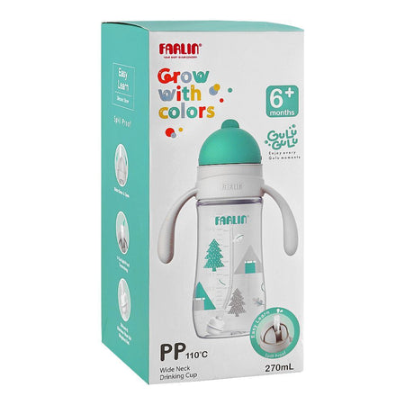 Farlin Grow With Colors PP Wide Neck Drinking Cup, For 6 Months+ BPA Free, 270ml, Green, AB-14202-G - Image 4