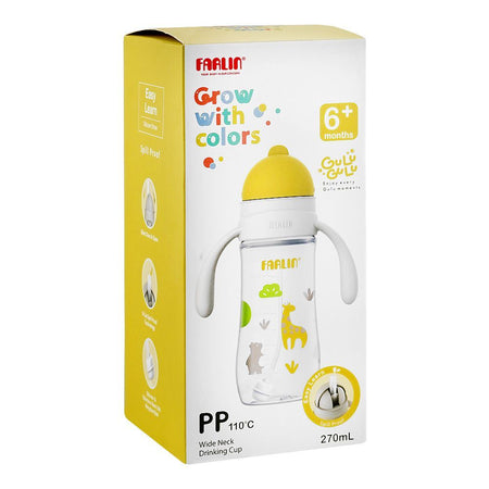 Farlin Grow With Colors PP Wide Neck Drinking Cup, For 6 Months+ BPA Free, 270ml, Yellow, AB-14202-Y - Image 4