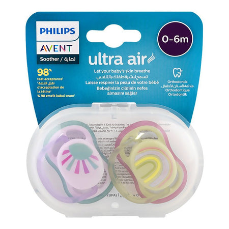 Avent Ultra Air Soothers, For 0 To 6 Months, BPA Free, SCF085/59, 2-Pack - Image 2
