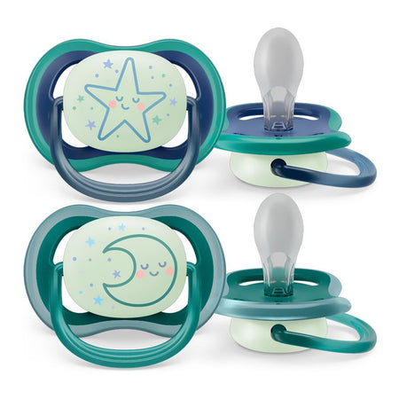 Avent Ultra Air Night Time Soothers, For 6 To 18 Months, BPA Free, SCF376/13, 2-Pack - Main Image