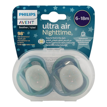 Avent Ultra Air Night Time Soothers, For 6 To 18 Months, BPA Free, SCF376/13, 2-Pack - Image 2