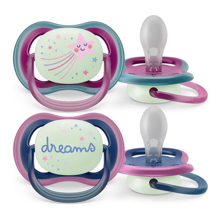 Avent Ultra Air Night Time Soothers, For 6 To 18 Months, BPA Free, SCF376/14, 2-Pack - Main Image