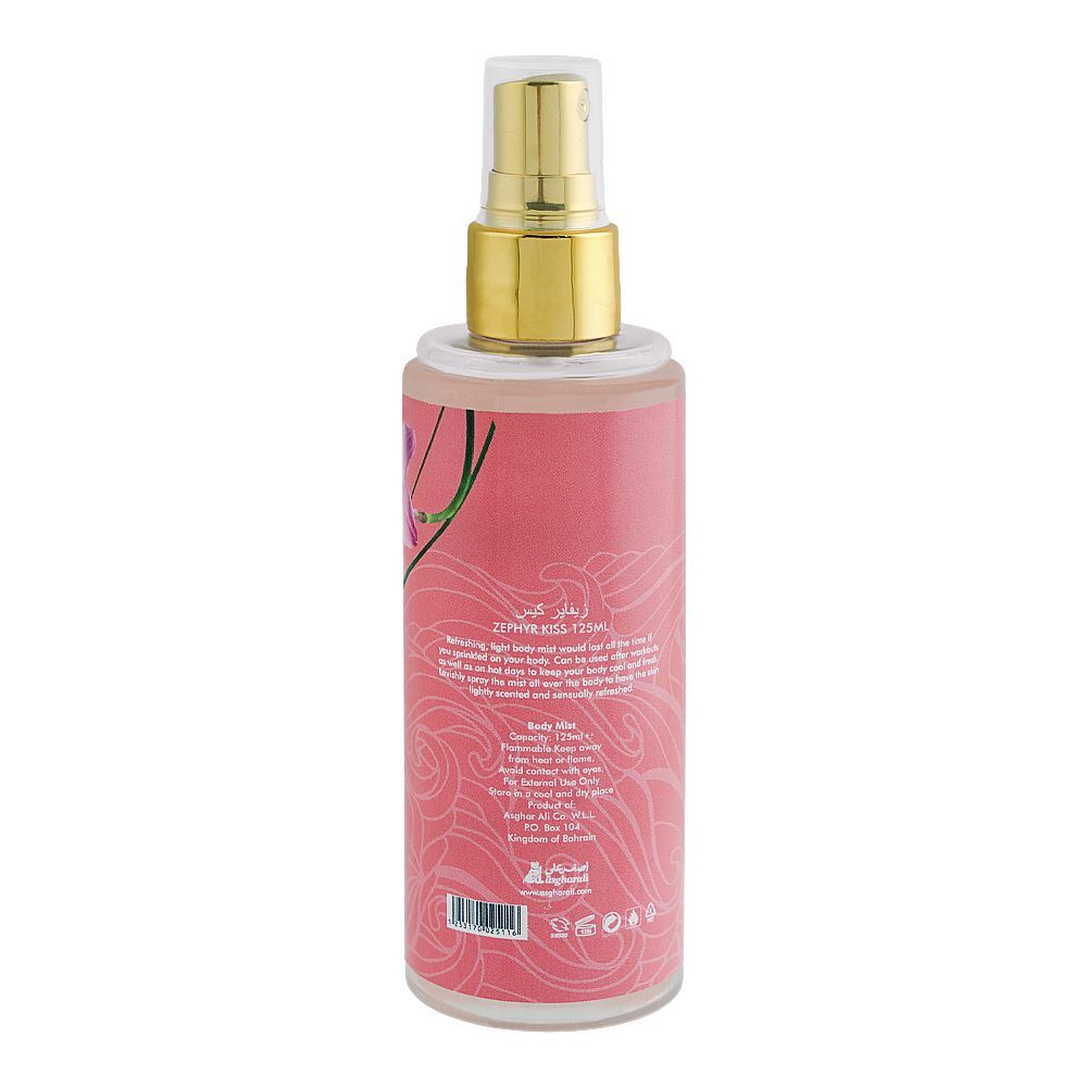 Asgharali Zephyr Kiss Body Mist, For Women, 125ml - Image 2