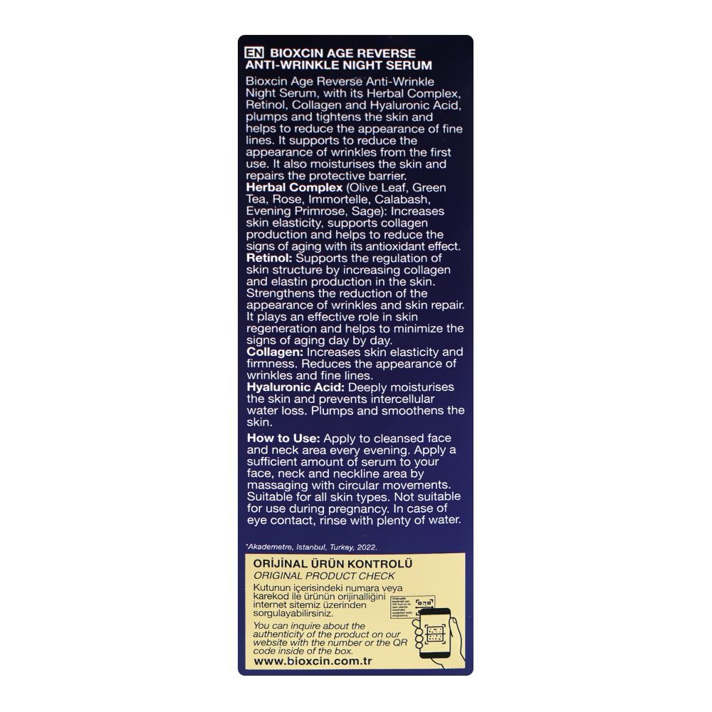 Bioxcin Anti-Wrinkle Serum, Retinol + Collagen Hyaluronic Acid, For All Types Of Skin, 30ml - Image 3