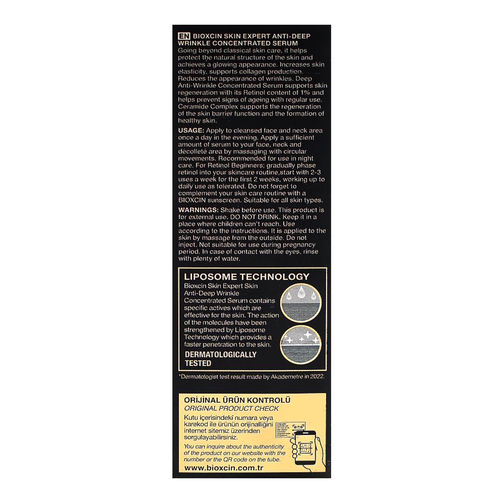 Bioxcin Retinol 1% Anti-Wrinkle Serum, For Types Of Skin, 30ml - Image 3