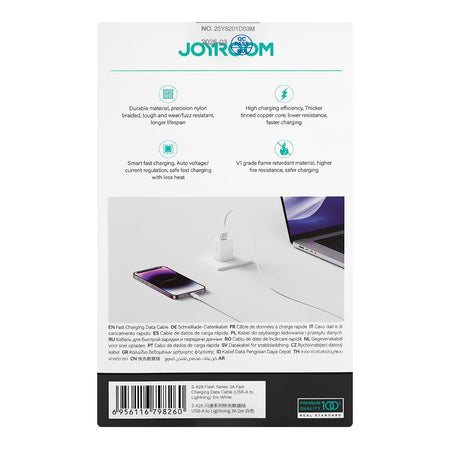 Joyroom Flash Series Fast Charging Data Cable, 3A, USB-A To Lightening, 2 Meter, White, S-A28 - Image 4