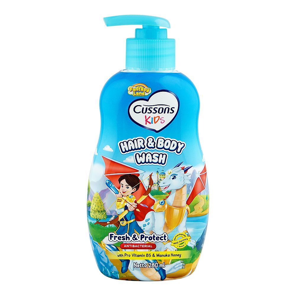 Cussons Creations Kids Fresh & Protect Pro Vitamin B5 + Manuka Honey Antibacterial Hair & Body Wash, For Kids, 280ml - Main Image