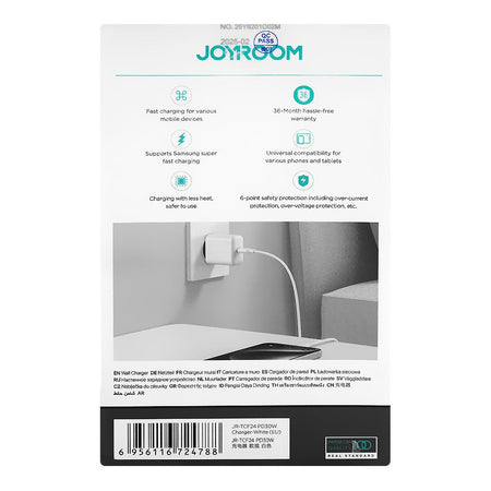 Joyroom PD Fast Charger, For iP phone & Samsung, 30W, PD + QC 3.0, White, JR-TCF24 - Image 4