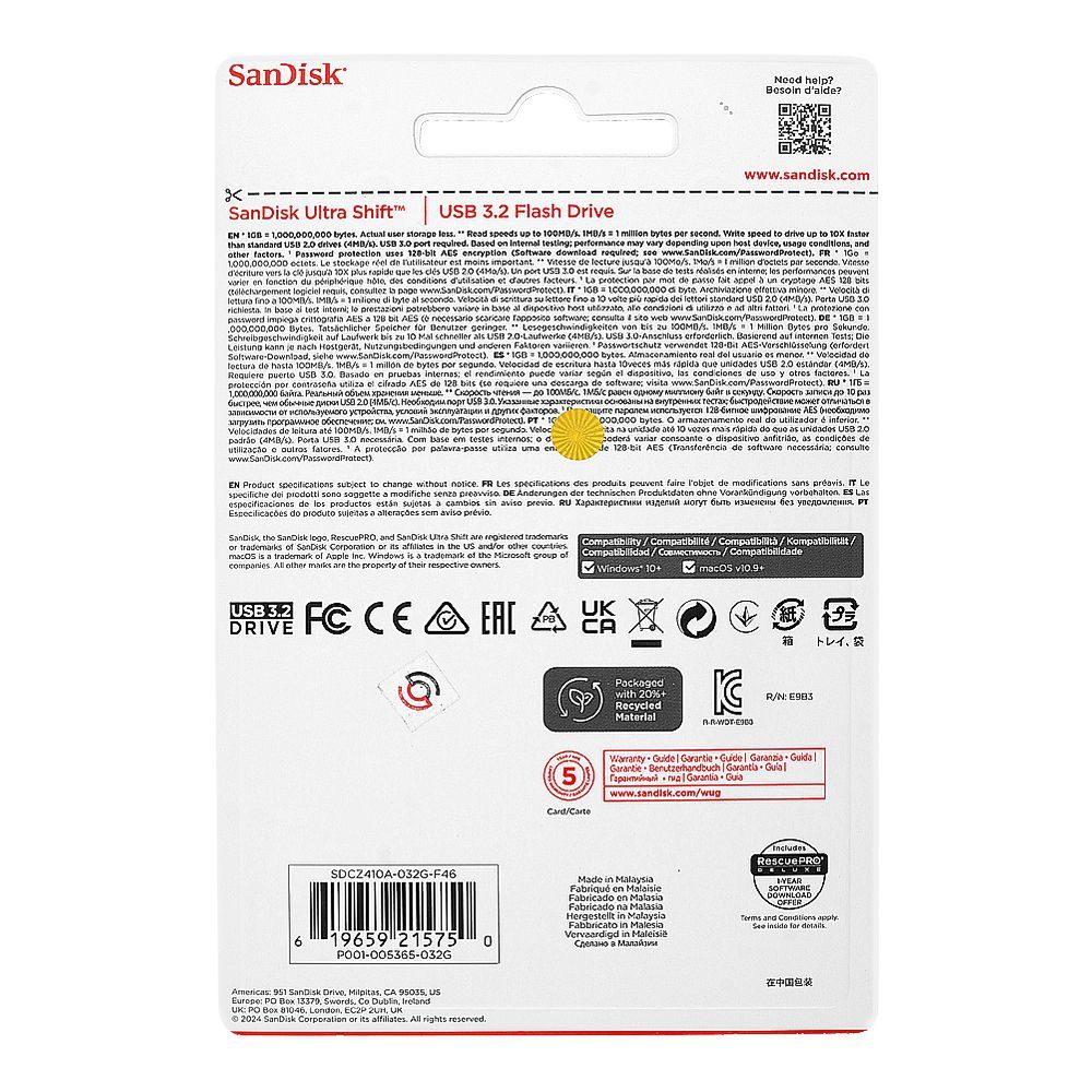 Sandisk Ultra Shift 32GB USB 3.2 Flash Drive, Speed Up to 100MB/s - Image 3